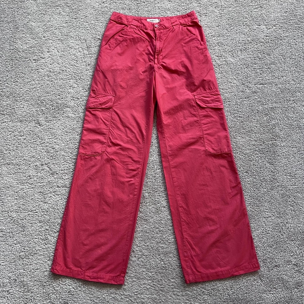 Barena Venezia Wide Leg Cargo Pants Womens 42 Hot Pink Cotton Twill Made Italy
